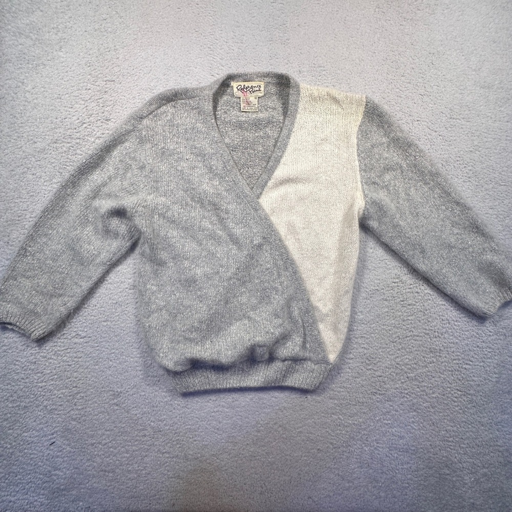 Vintage Reference Point Angora Lambswool Silk Blend‎ Wrap Sweater Gray M